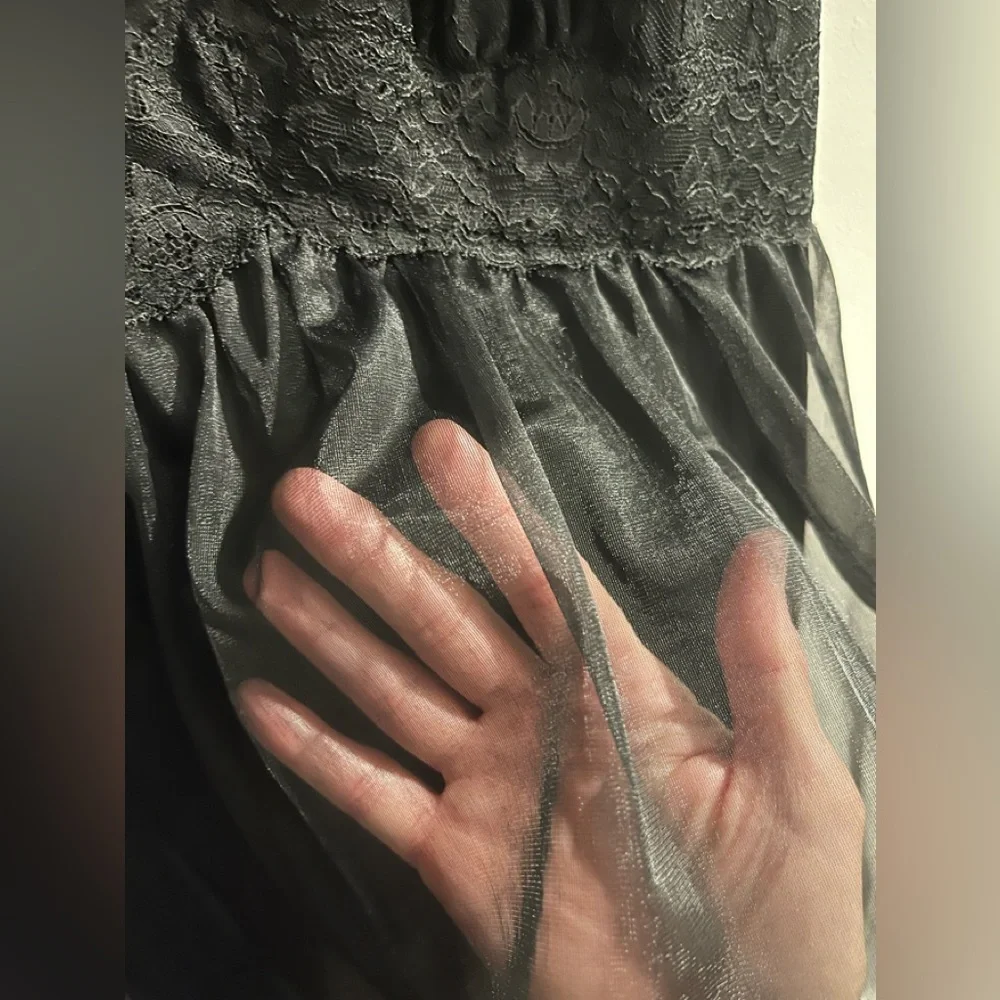 Vintage VANITY FAIR Sheer Overlay Spaghetti Straps Negligee Nightie Party Dress - Picture 6 of 13